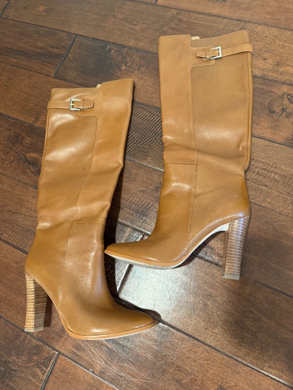 Ann Taylor tan knee high leather boot size 9